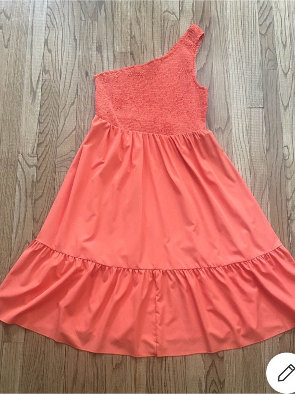 Boho One Shoulder Orange Ruffle Hem Sundress Feminine Flirty Summer Fun Size 16